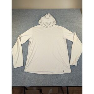 Stio Mens Long Sleeve Hooded Jersey Shirt Tan Recycled Cotton Blend Large #2399